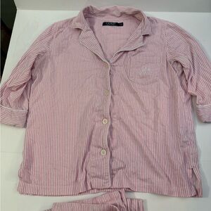 Ralph Lauren Pink & White Striped Cotton Pajama Top